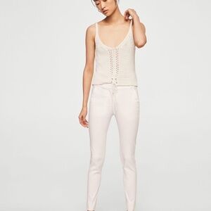 NWT Mango White Skinny Pants Women Size 8 Stretch Preppy